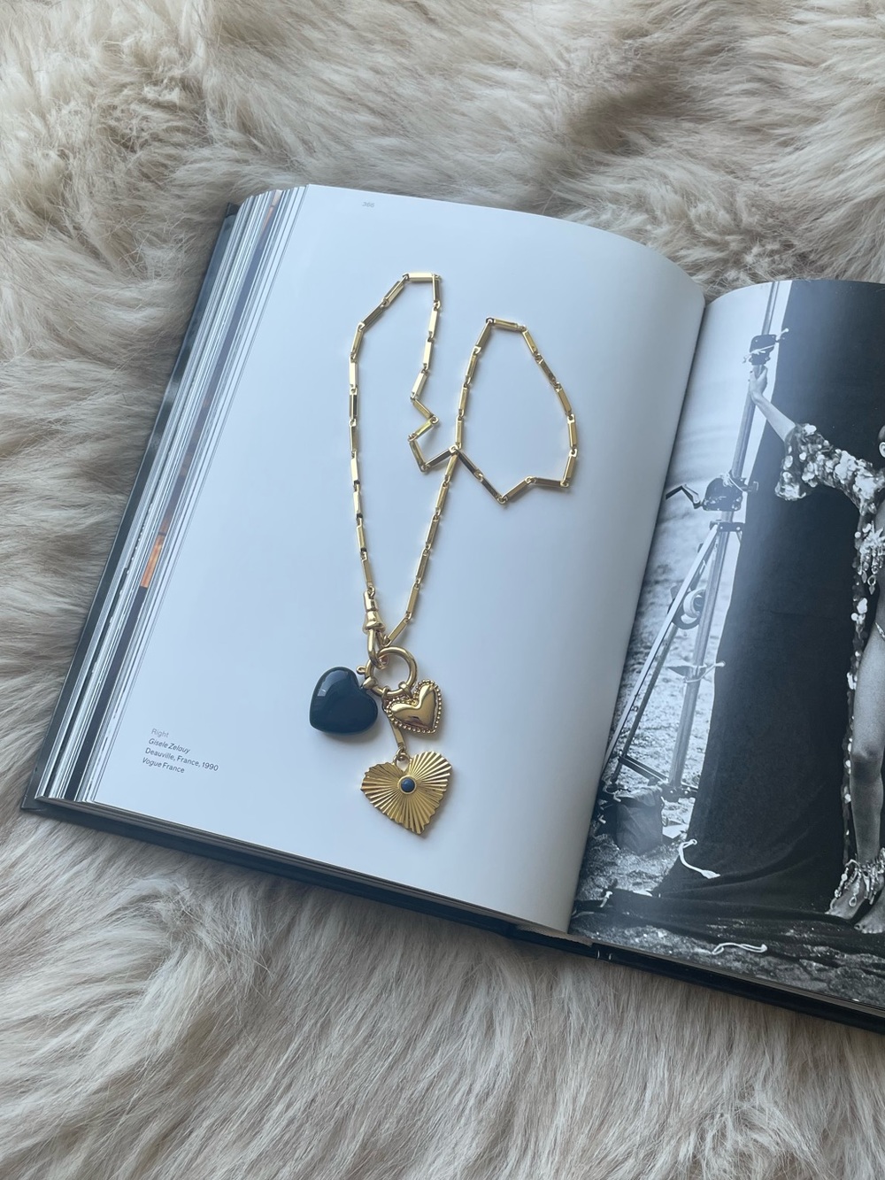 Madewell Lapis Gold Chain Necklace with Heart Charms